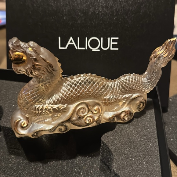 TIANLONG DRAGON SCULPTURE
CLEAR, GOLD LUSTER CRYSTAL - Picture 1 of 9